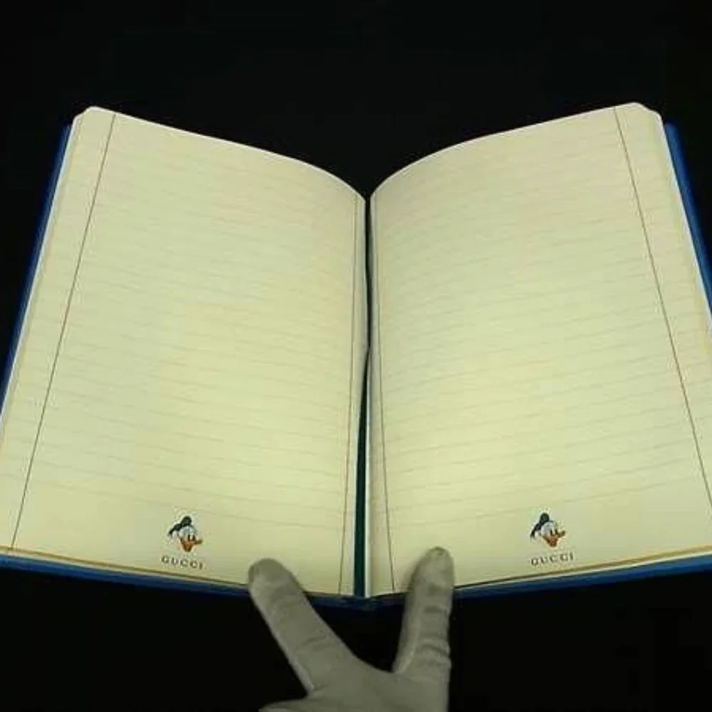 Gucci Disney Collaboration Donald Duck GG Pattern Leather Notebook